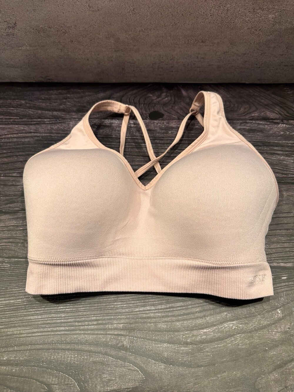 Victoria’s Secret PINK Nude Padded Sports Bra Estimated 38D Strappy Back